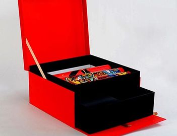 Lüks Sert Slayt Karton Çekmece Hediye Kutusu Köpük Eklemeli Siyah Ve Kırmızı